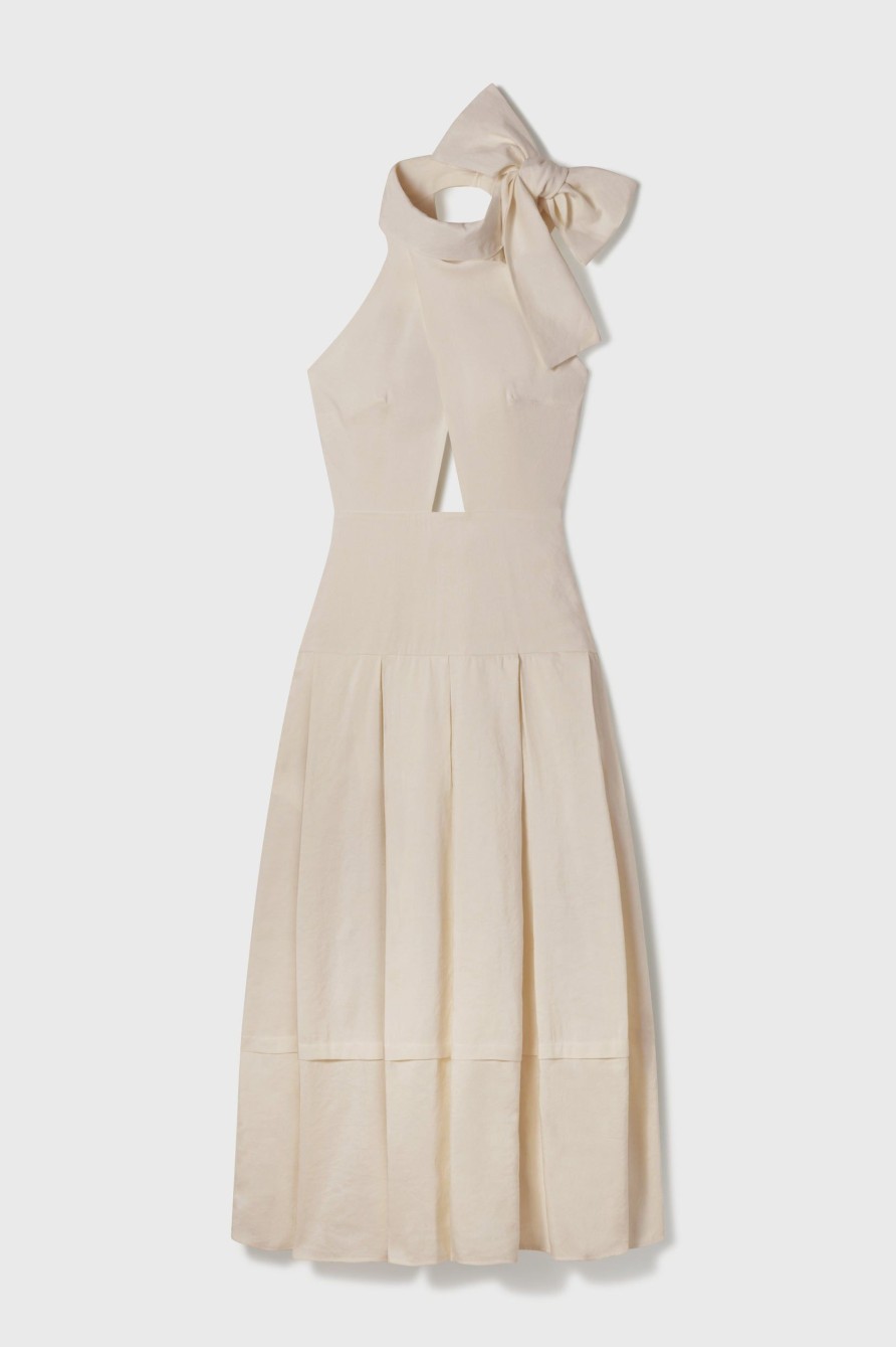 Women Heidi Merrick Classics | Ginger Dress-Ivory Silk & Hemp