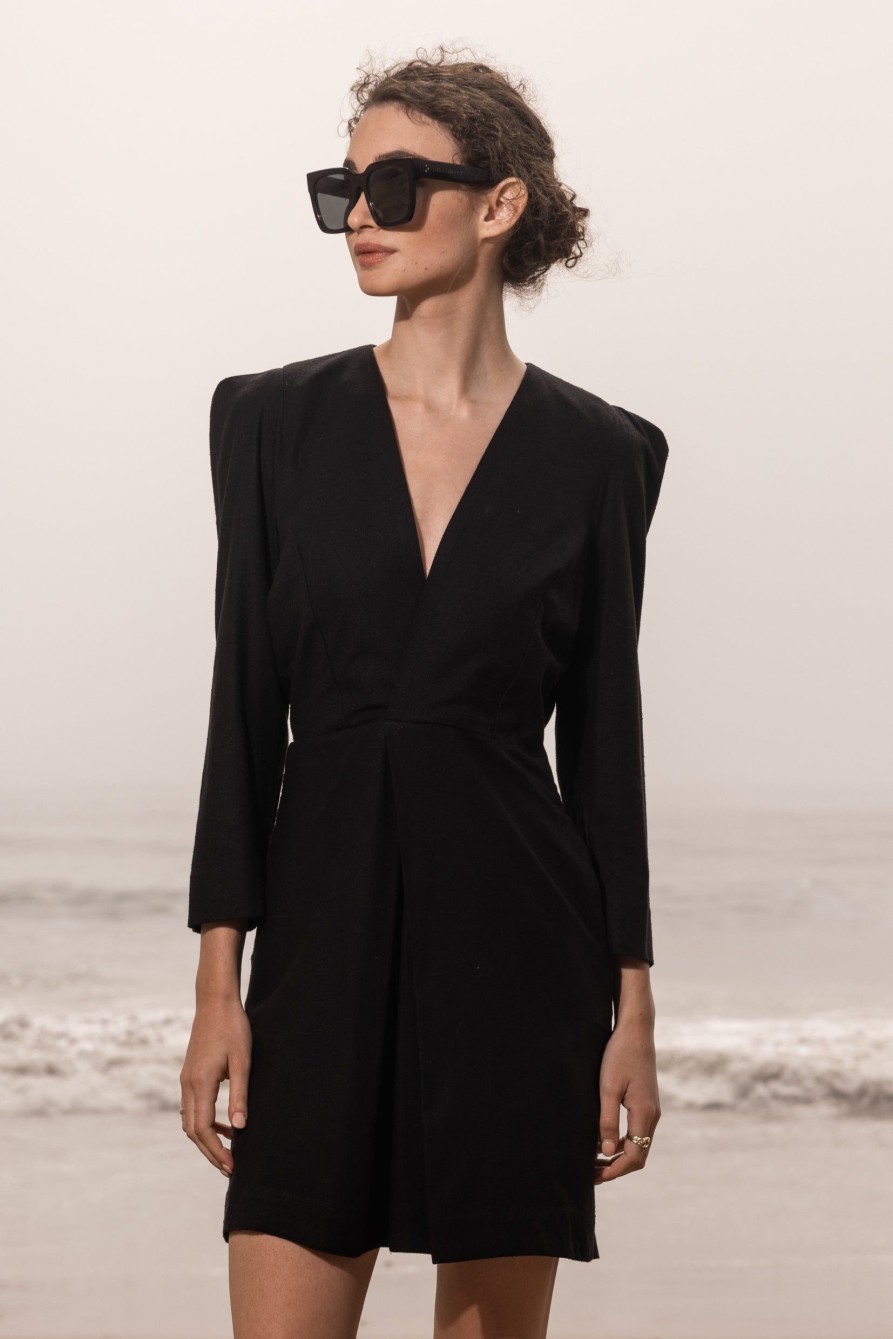 Women Heidi Merrick Dresses | Napoleon Dress-Noir Silk Noil