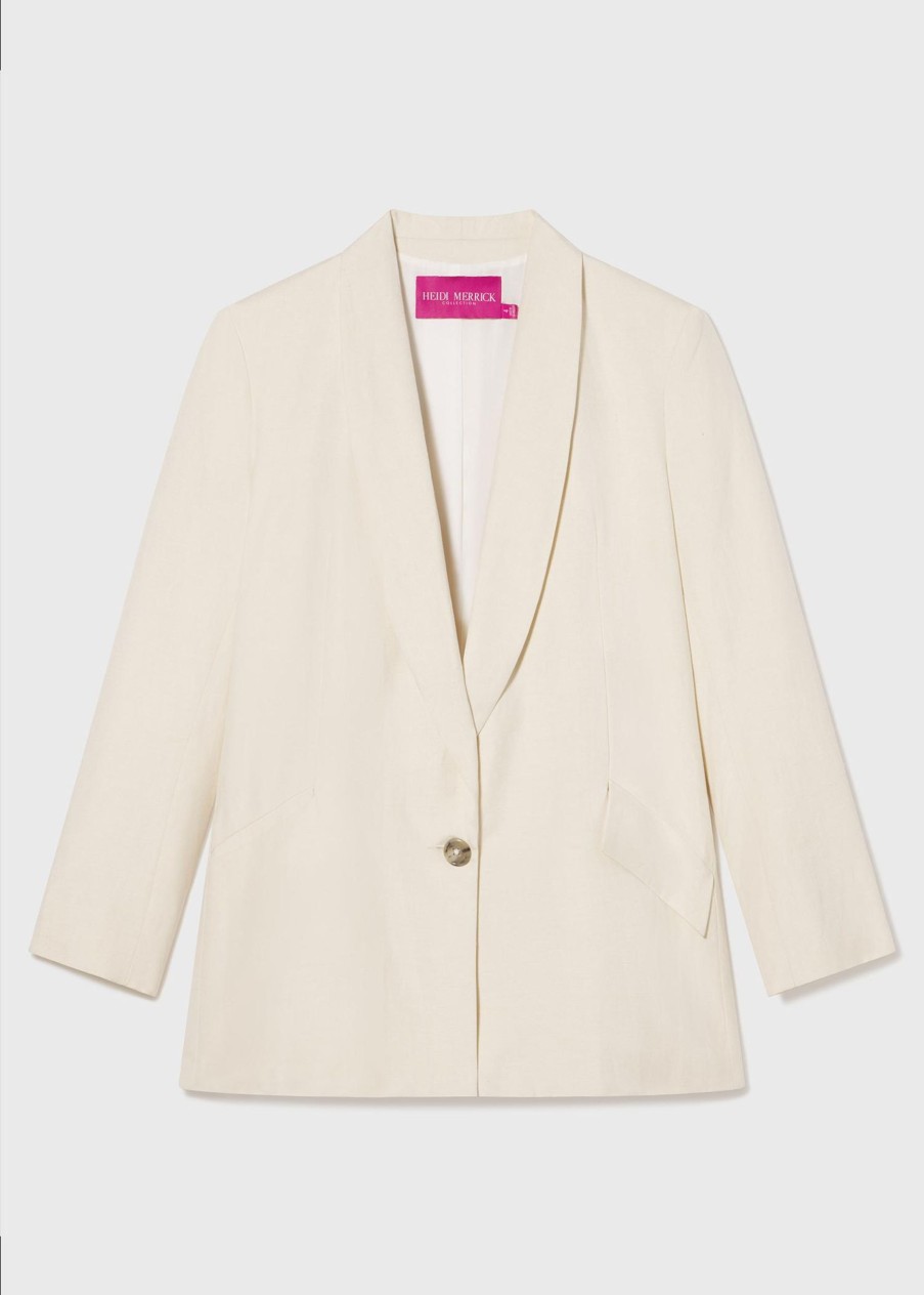 Women Heidi Merrick Classics | Zelda Blazer-Ivory Silk & Hemp