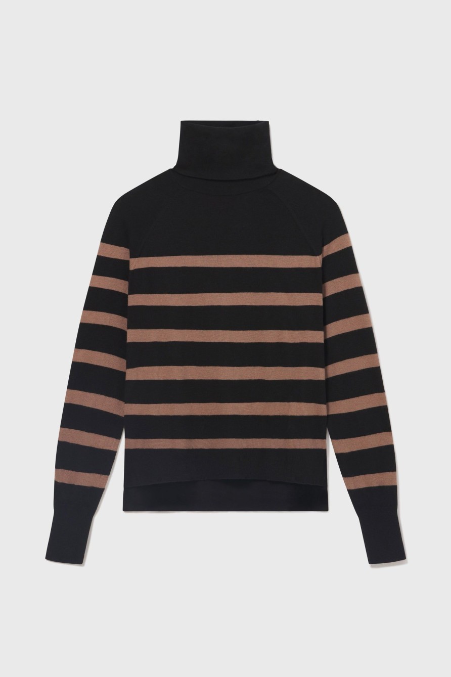 Women Heidi Merrick Knits | Maritime Turtleneck-Black Stripe