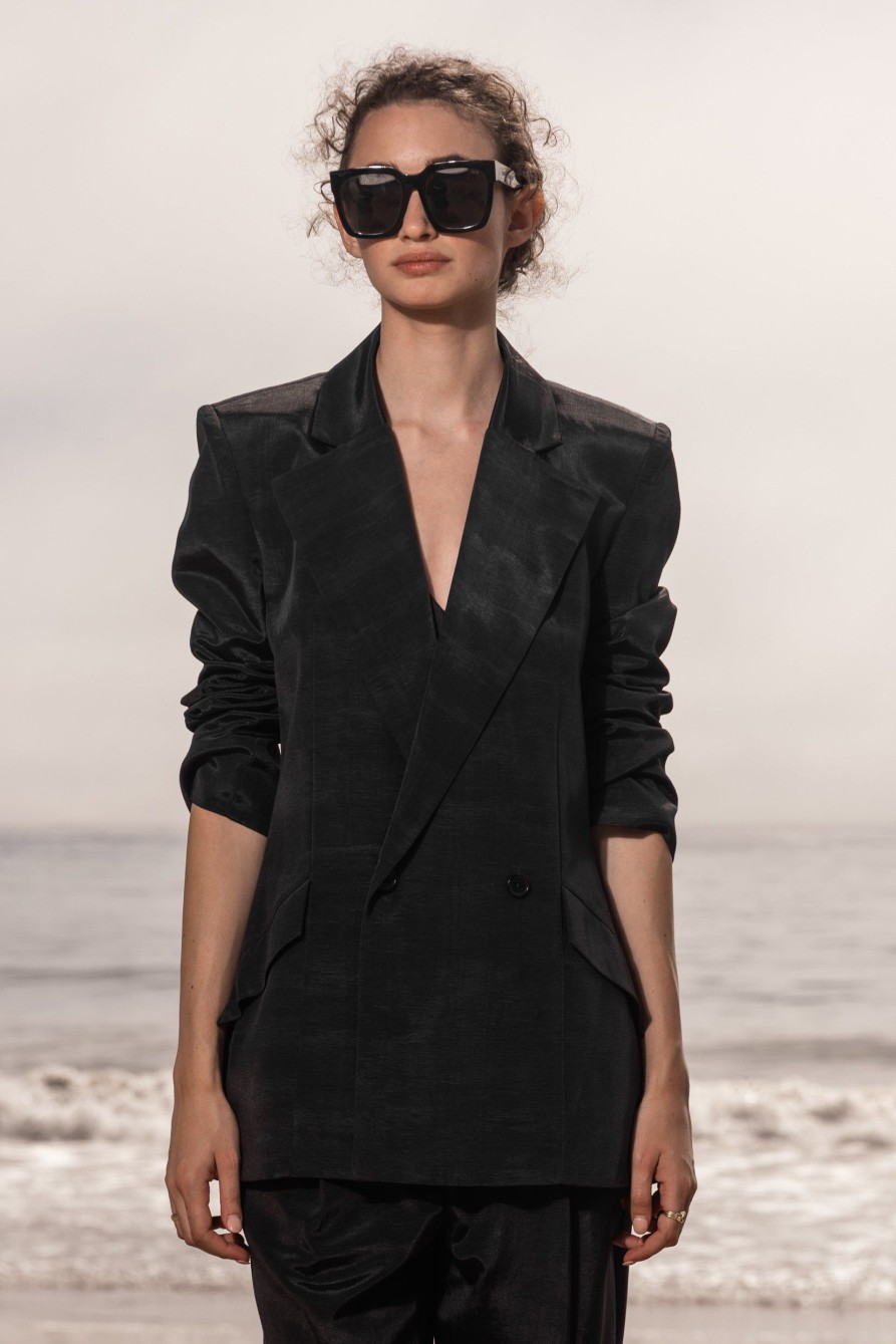 Women Heidi Merrick Suiting | F. Scott Blazer-Black Moire