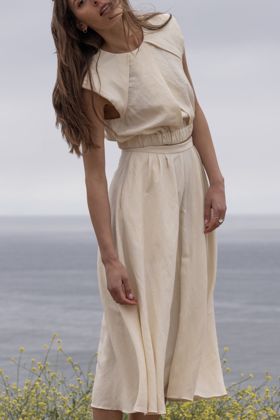 Women Heidi Merrick Classics | Alice Top-Ivory Silk & Hemp