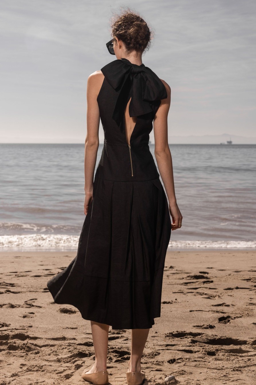 Women Heidi Merrick Classics | Ginger Dress-Noir Silk & Hemp