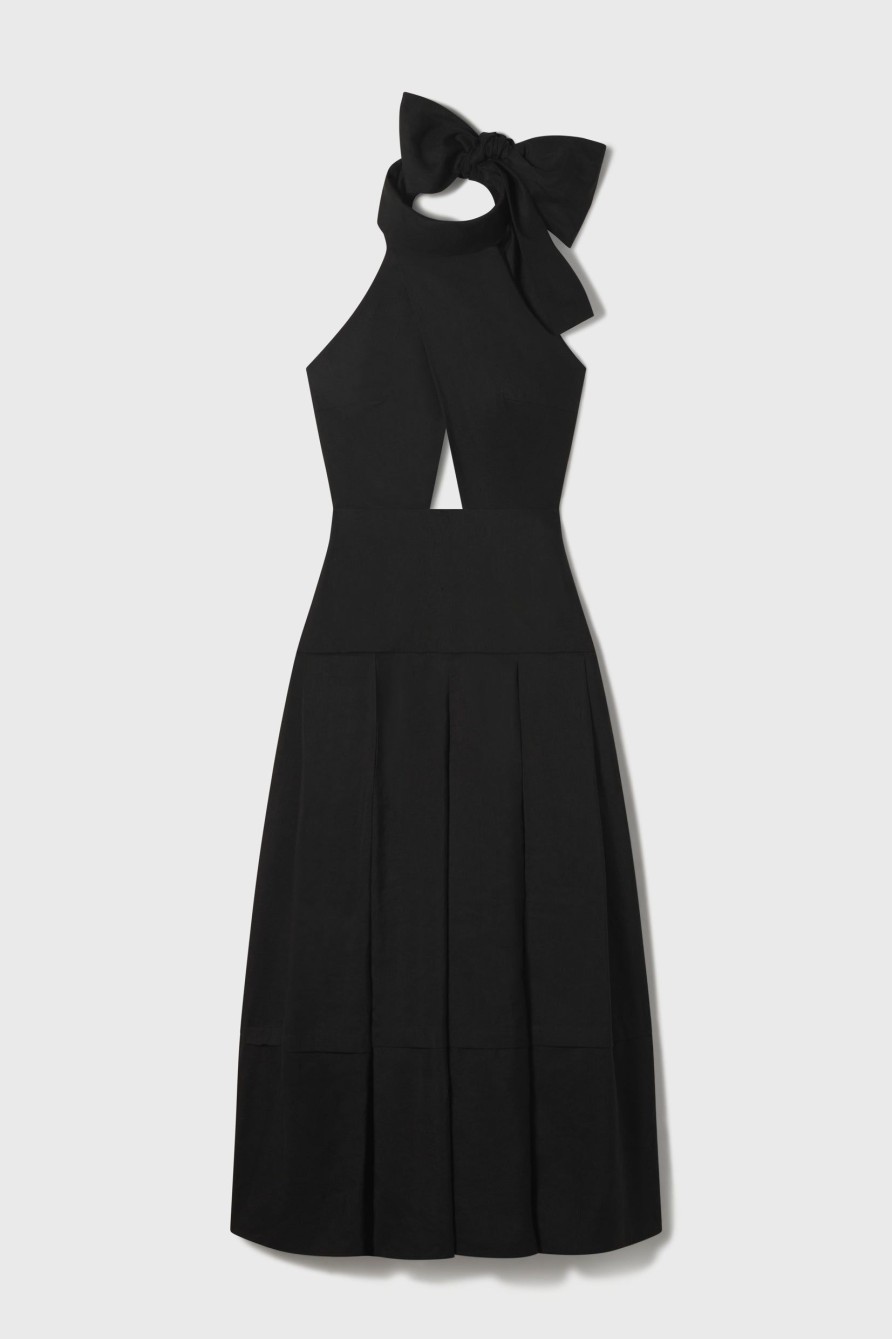 Women Heidi Merrick Classics | Ginger Dress-Noir Silk & Hemp