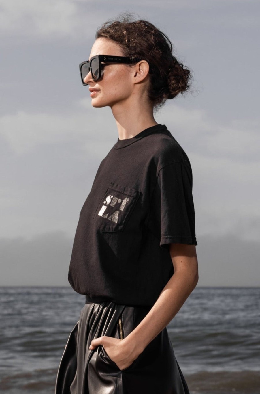 Women Heidi Merrick Tees | 70'S Srf La Tee-Black On Black