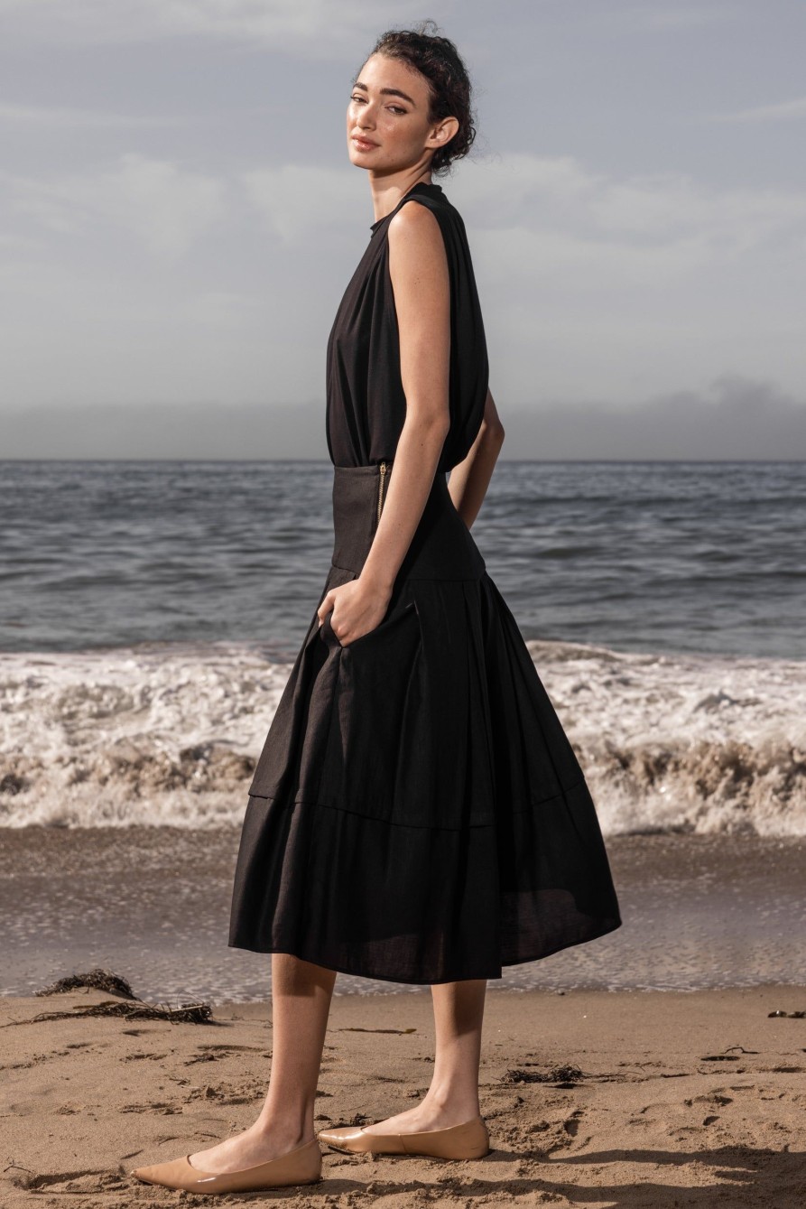 Women Heidi Merrick Classics | Contessa Skirt-Black Linen