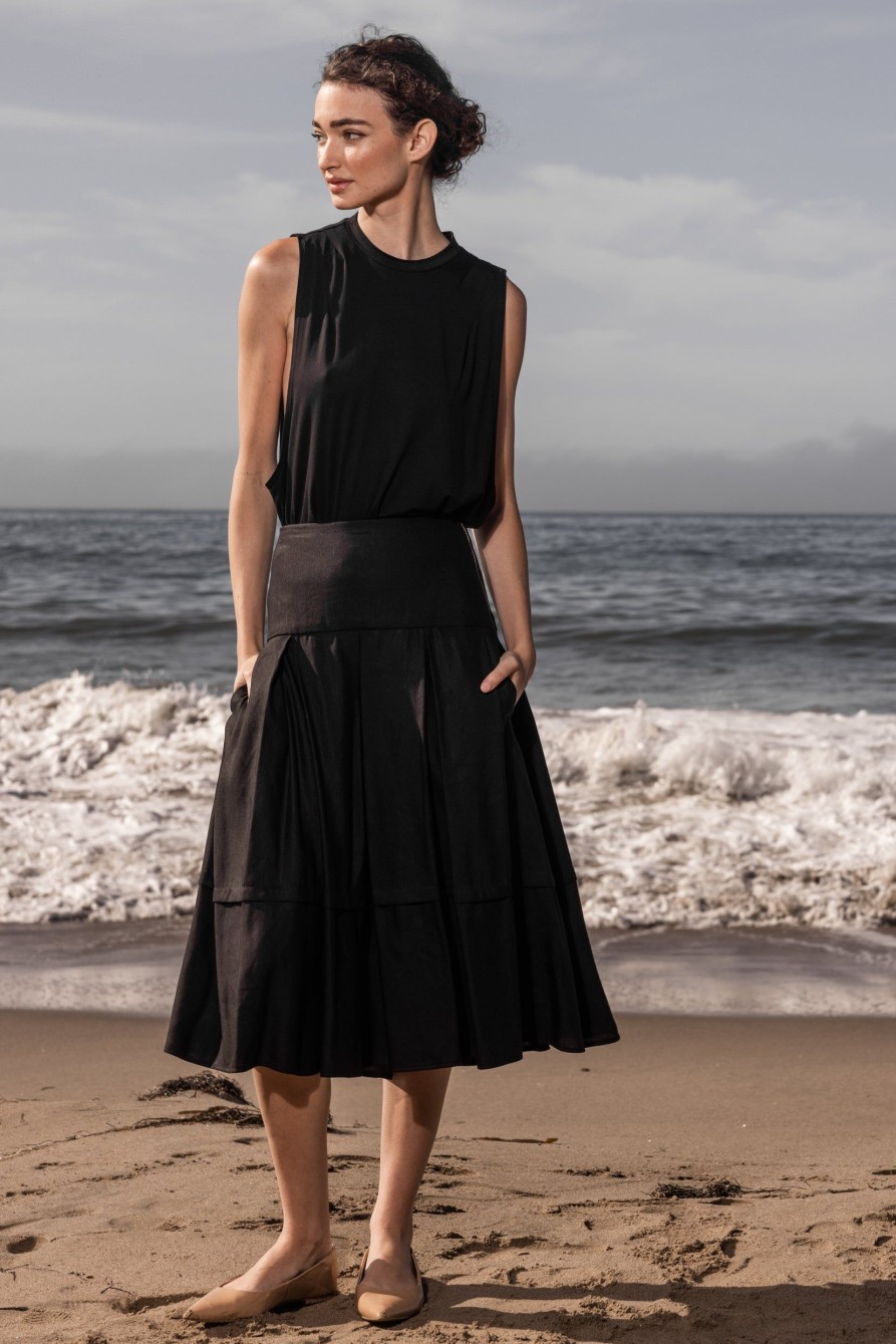 Women Heidi Merrick Classics | Contessa Skirt-Black Linen