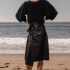 Women Heidi Merrick Classics | Folded Skirt-Black Leather