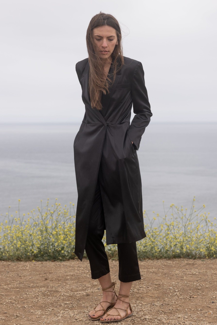 Women Heidi Merrick Dresses | Blazer Dress-Black Satin