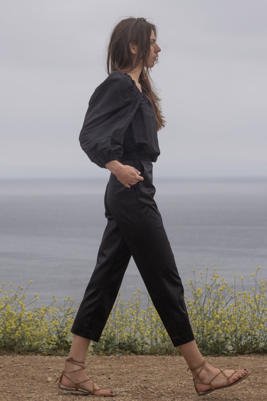 Women Heidi Merrick Suiting | Straight Pant-Black Satin