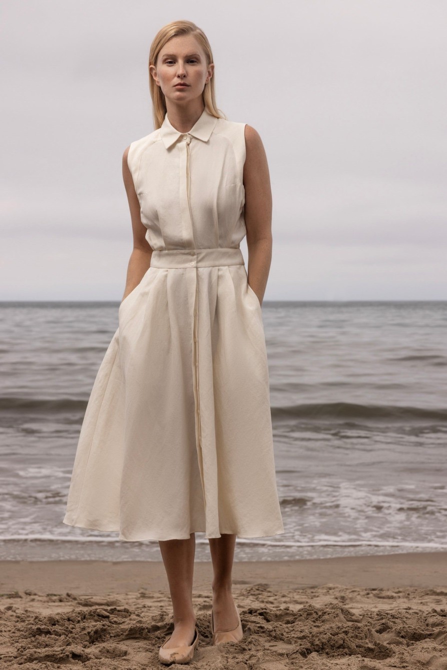 Women Heidi Merrick Classics | Rosie Dress-Ivory Silk & Hemp