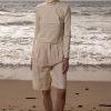 Women Heidi Merrick Classics | Vivian Bermuda-Ivory Silk & Hemp