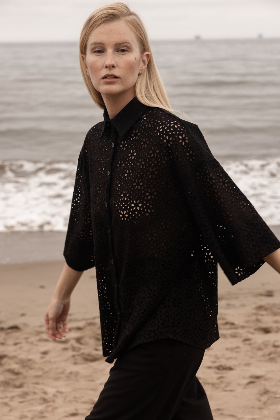 Women Heidi Merrick Tops | Dorothy Top-Noir Eyelet