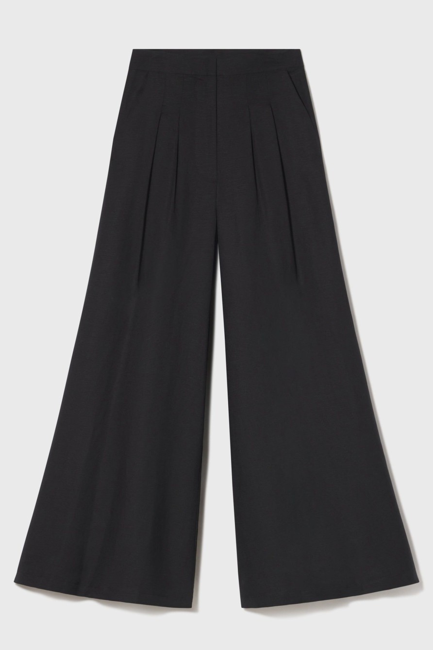 Women Heidi Merrick Classics | Flareup Trouser-Black Linen