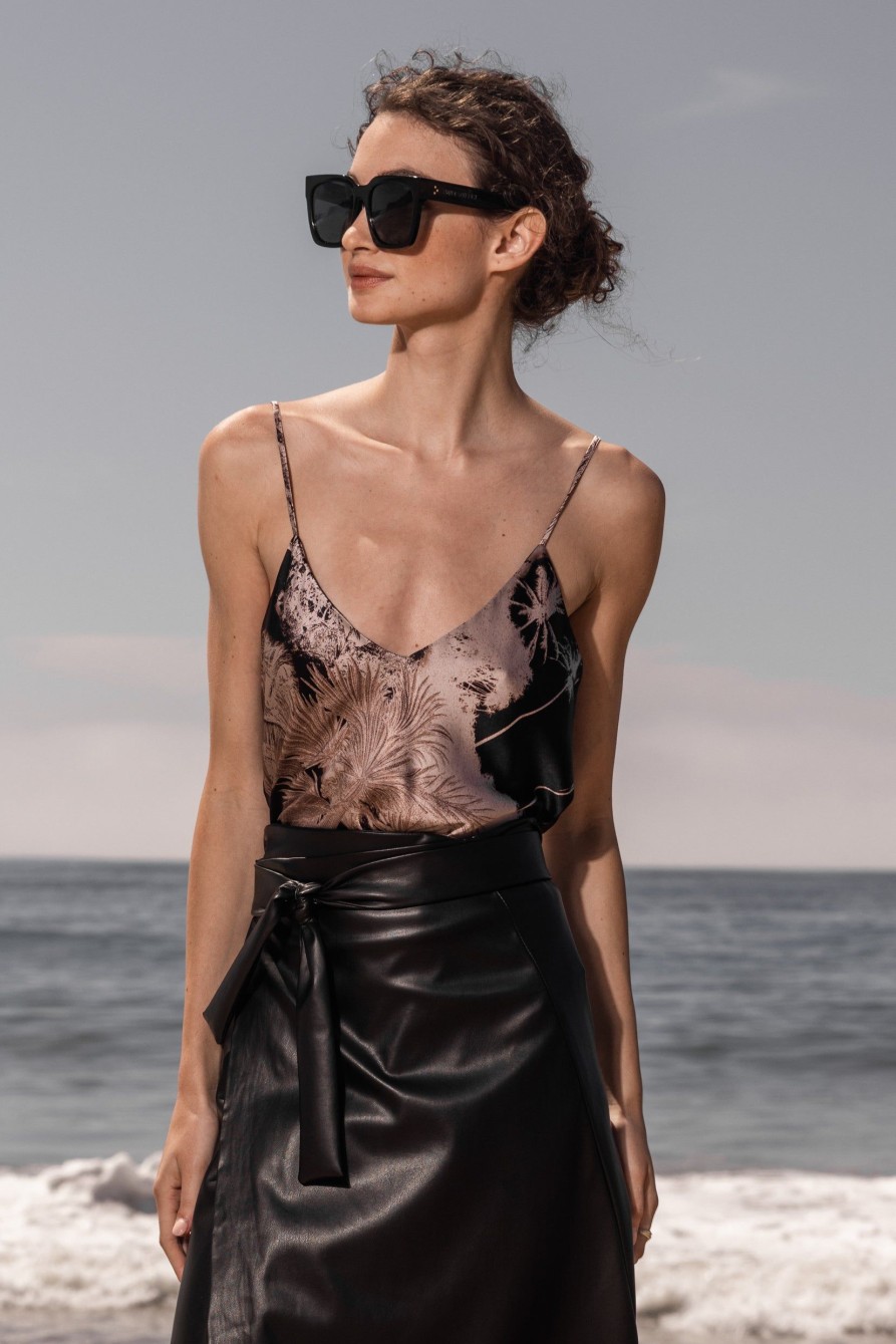 Women Heidi Merrick Tops | Marion Cami-Black Palm