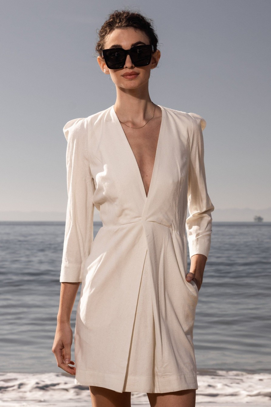 Women Heidi Merrick Dresses | Napoleon Dress-Ivory Silk Noil