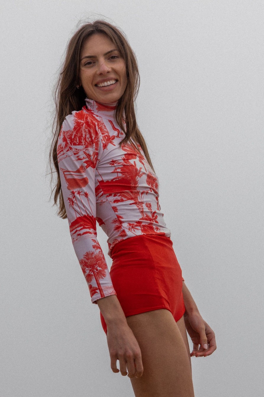 Women Heidi Merrick Swim | Izzy Rashguard-Poppy Palm