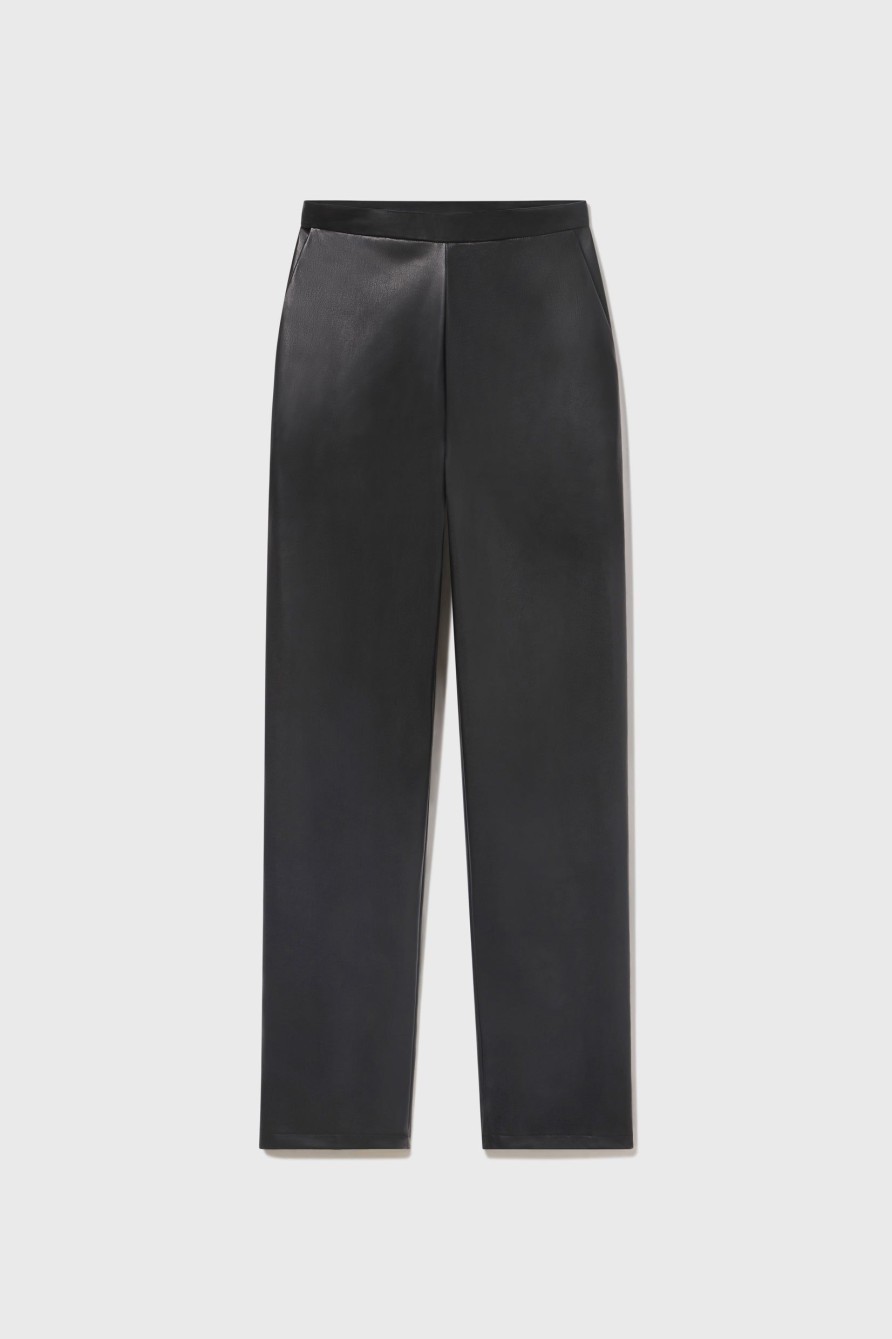 Women Heidi Merrick Bottoms | Straight Pant-Black Leather