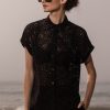 Women Heidi Merrick Tops | Elio Top-Noir Eyelet