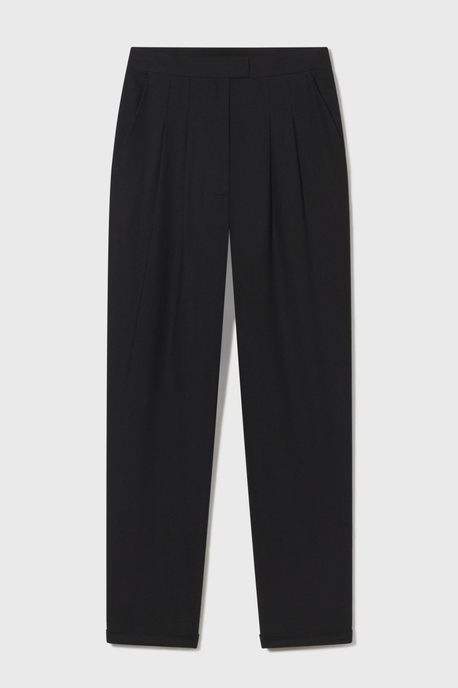 Women Heidi Merrick Classics | Kaolin Trouser-Noir Silk Noil