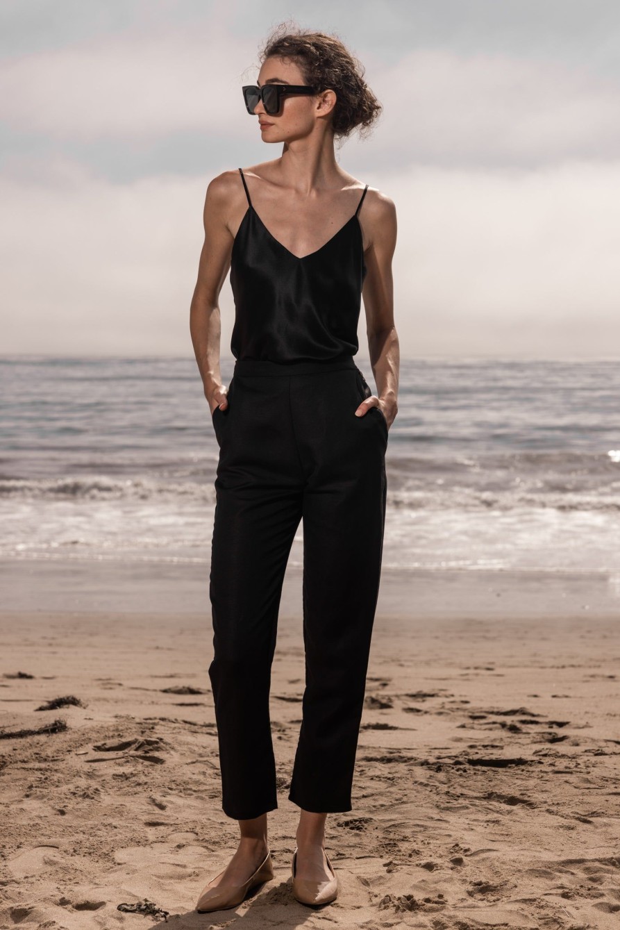 Women Heidi Merrick Classics | Straight Pant-Black Linen