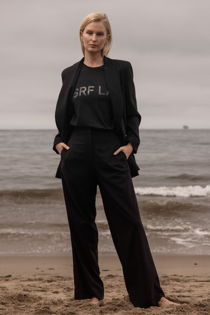 Women Heidi Merrick Classics | Leo Trouser-Noir Silk Noil