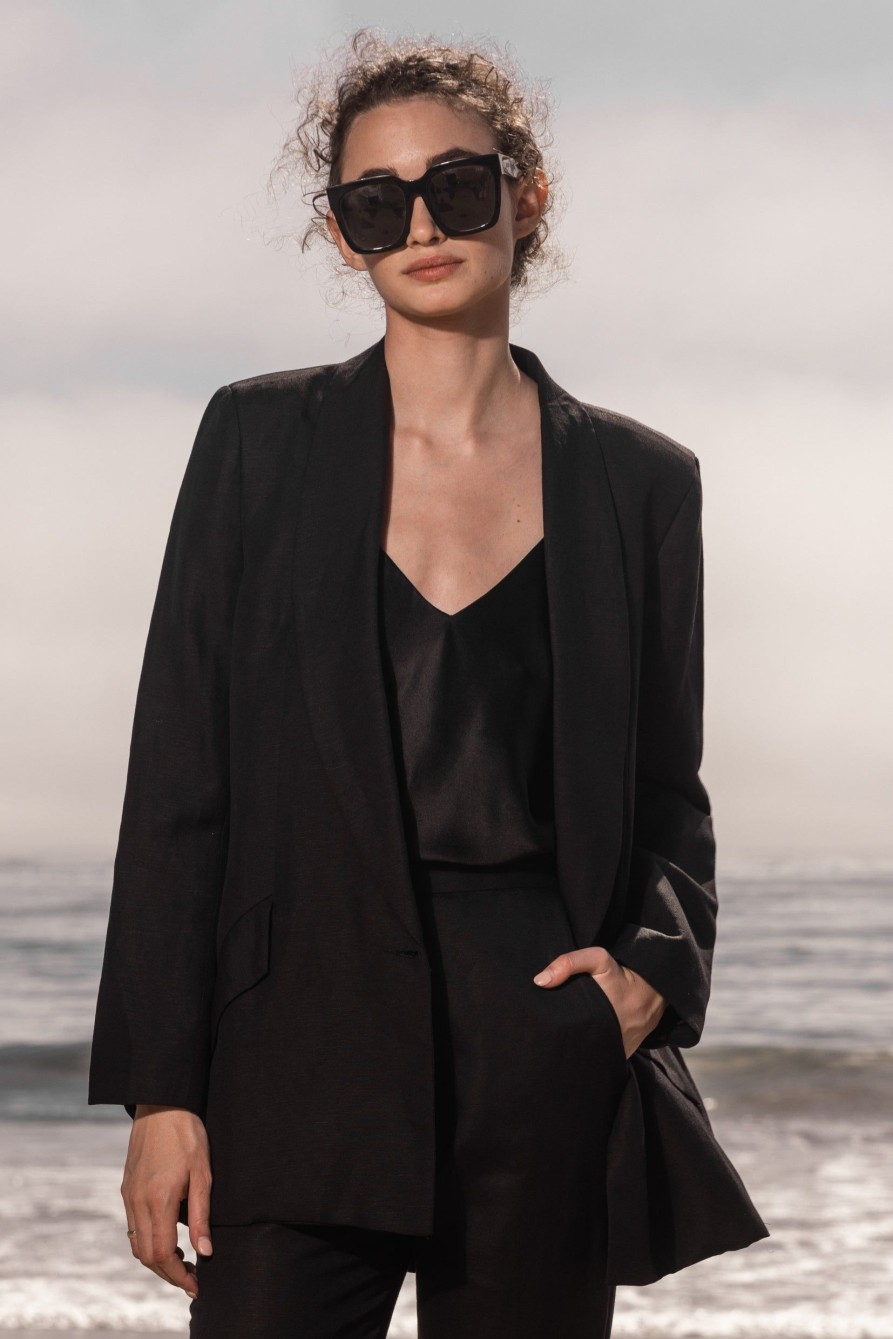 Women Heidi Merrick Classics | Zelda Blazer-Black Linen