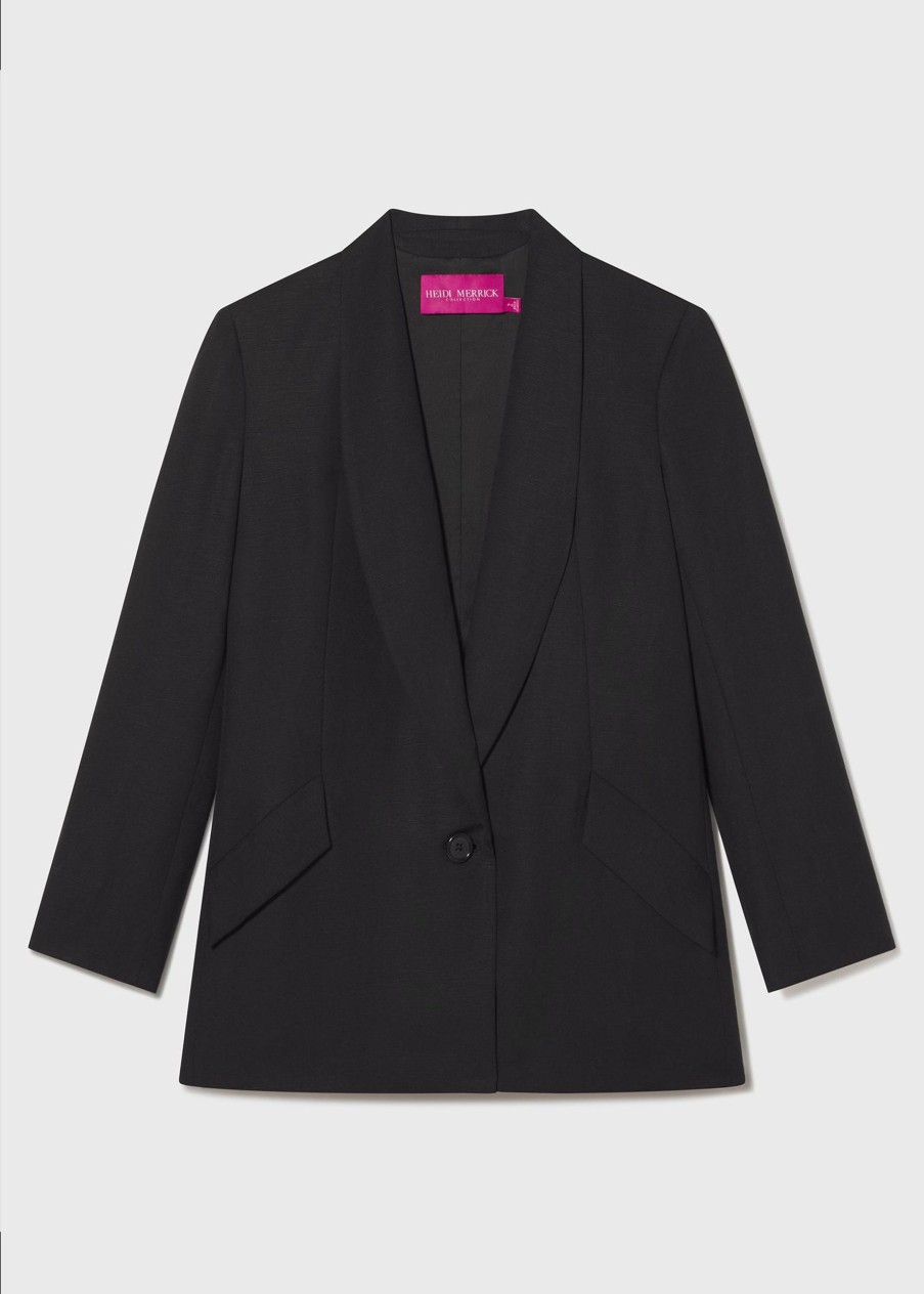 Women Heidi Merrick Classics | Zelda Blazer-Black Linen