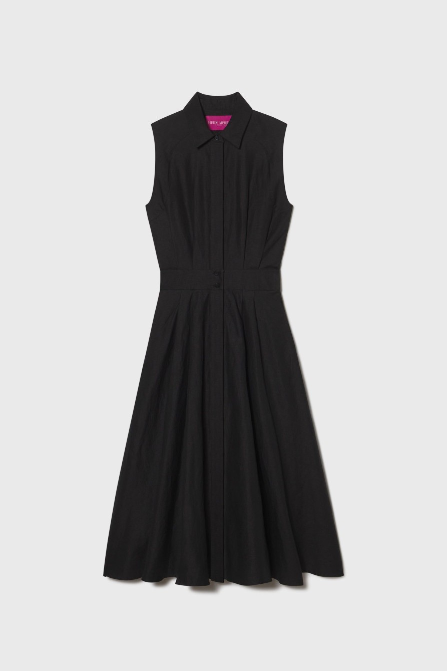 Women Heidi Merrick Classics | Rosie Dress-Noir Silk & Hemp