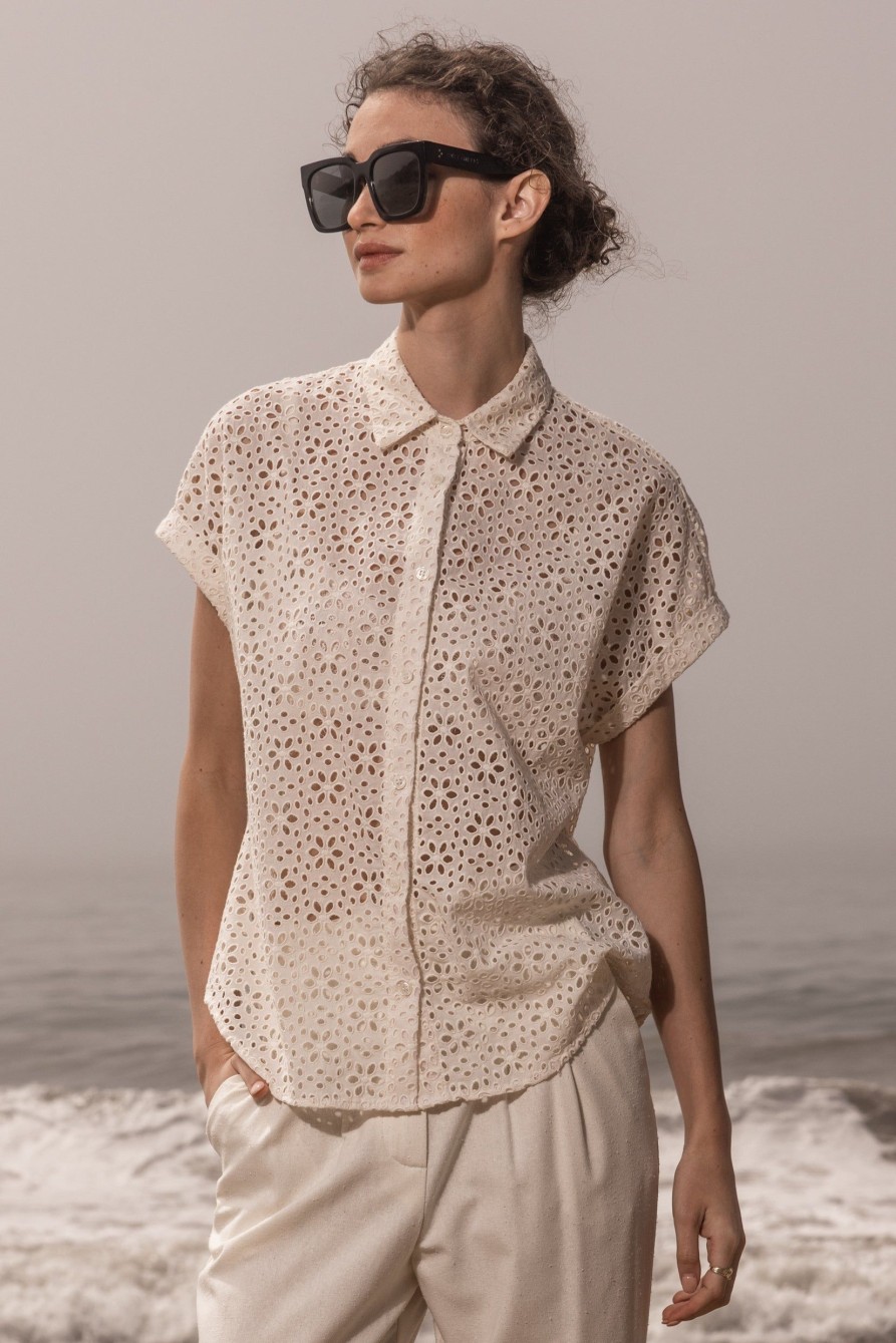 Women Heidi Merrick Tops | Elio Top-Cream Eyelet