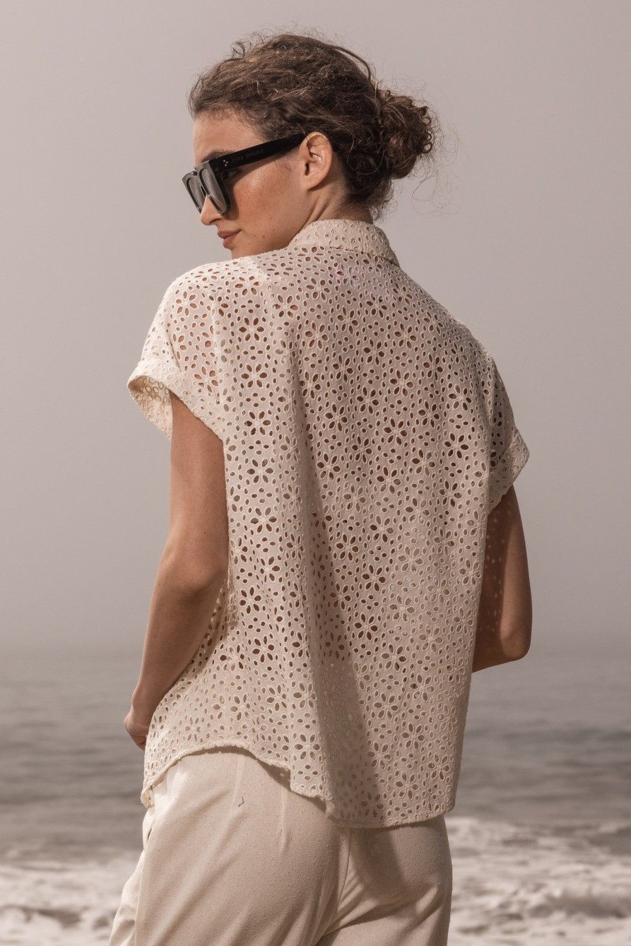 Women Heidi Merrick Tops | Elio Top-Cream Eyelet