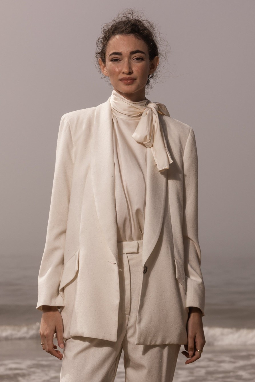 Women Heidi Merrick Classics | Zelda Blazer-Ivory Silk Noil