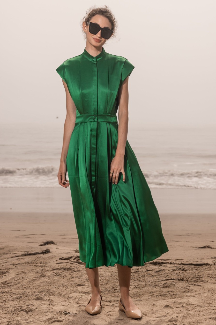 Women Heidi Merrick Dresses | Tia-Green Silk