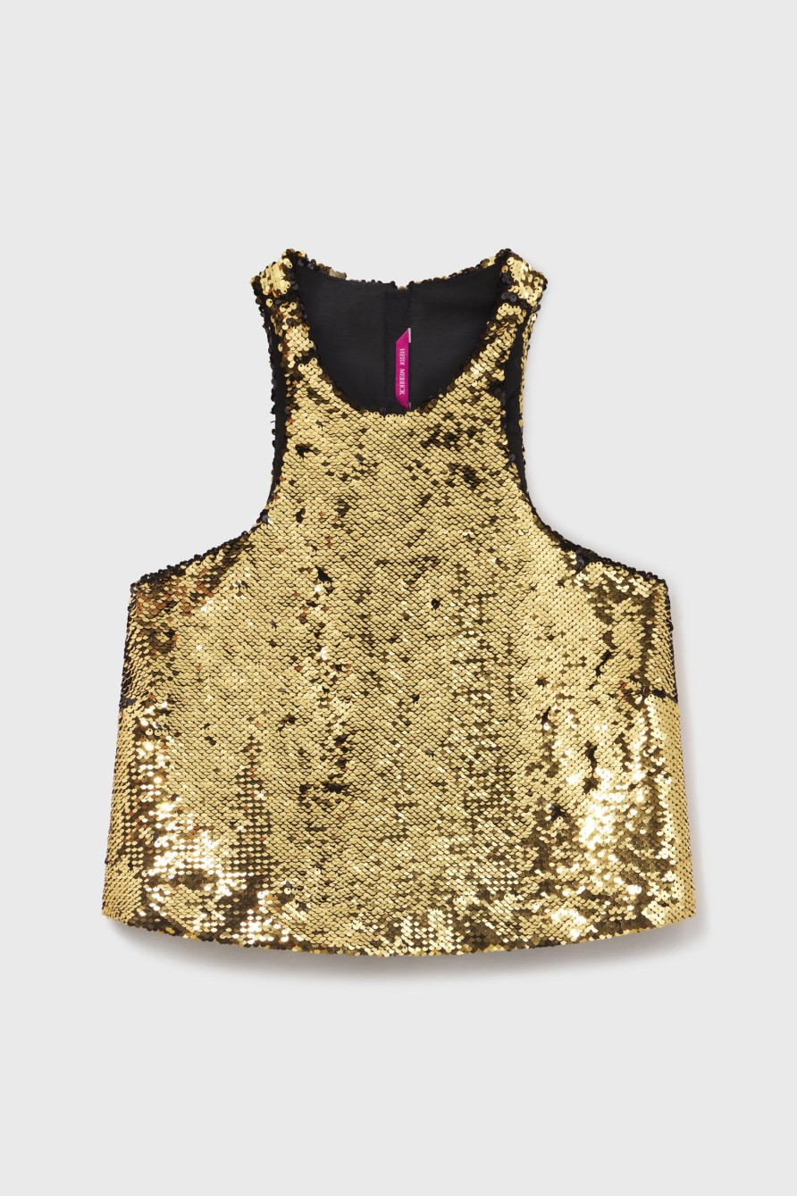 Women Heidi Merrick Tops | Alga Top-Black & Gold