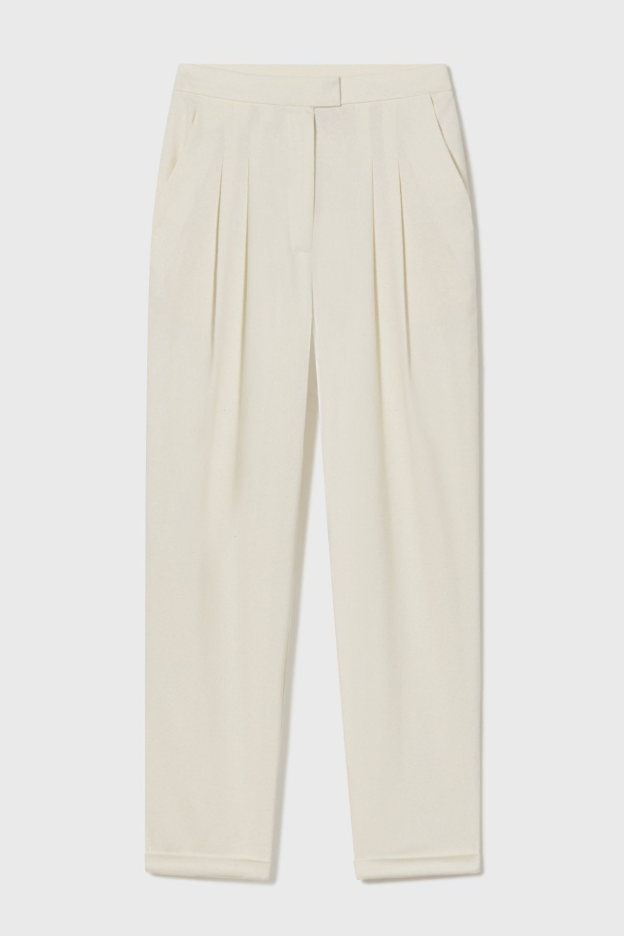 Women Heidi Merrick Classics | Kaolin Trouser-Ivory Silk Noil